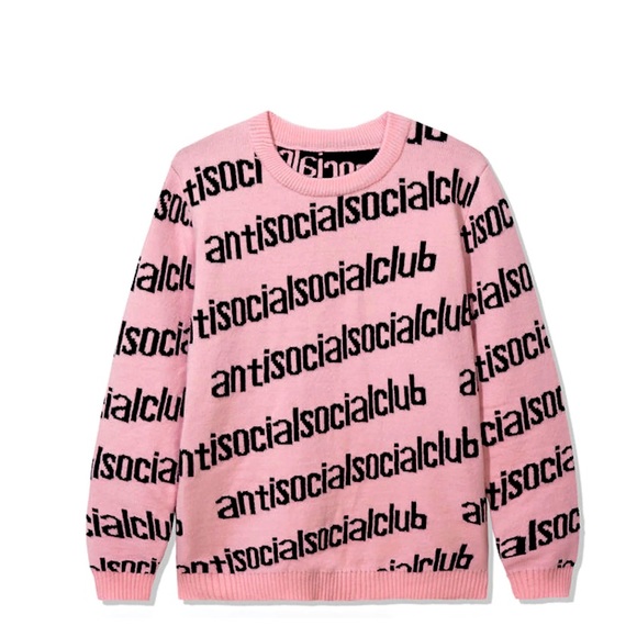 Anti Social Social Club In The Loop 'Pink' Knit Crewneck Sweater